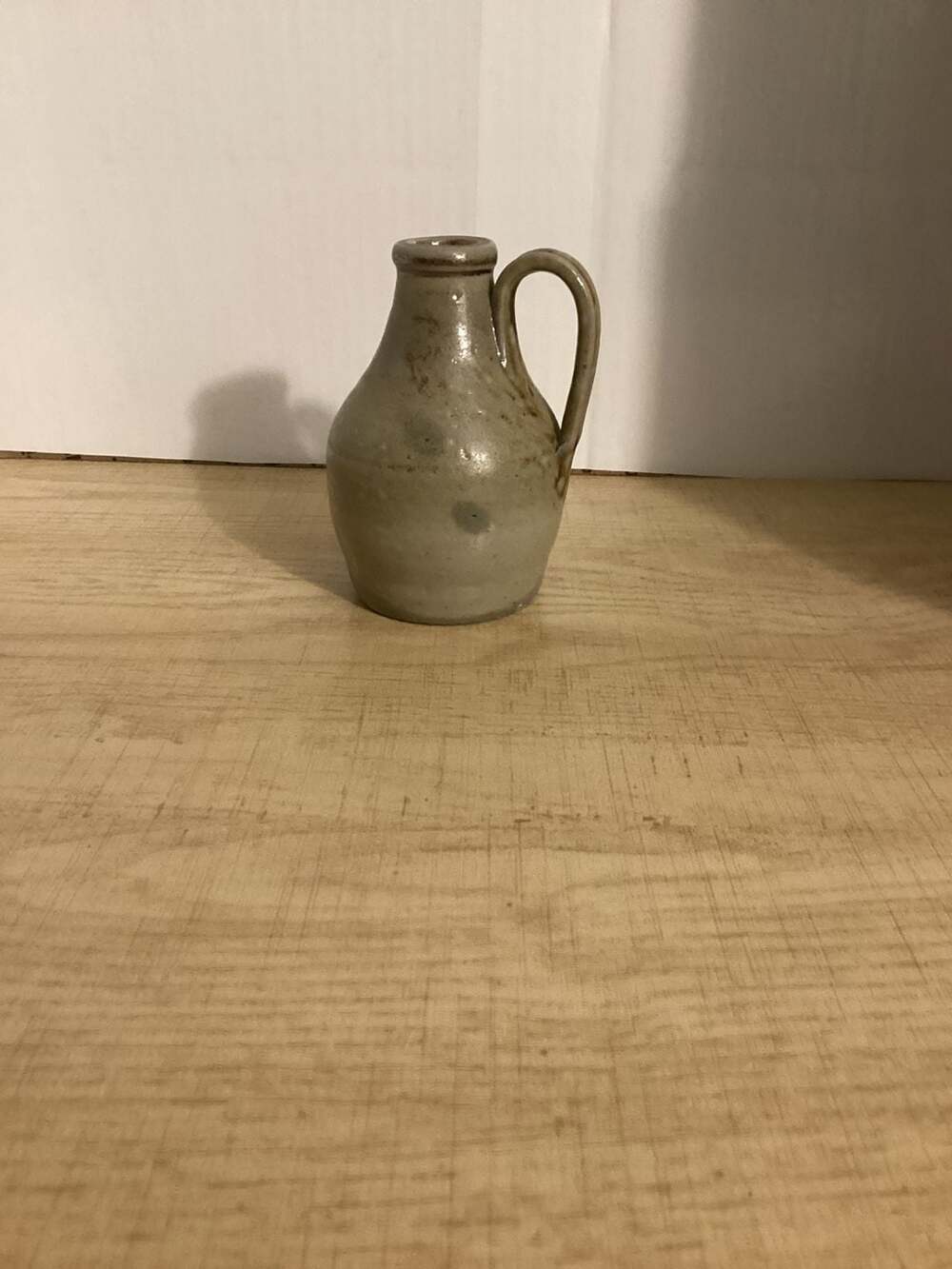 Handmade Glazed Stoneware Mini Jug with Handle and Impressed Stamp